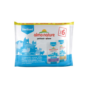 Afbeelding Almo Nature Sterilised Multipack Kabeljauw & Kip 6x70gr Per verpakking door Brekz.nl