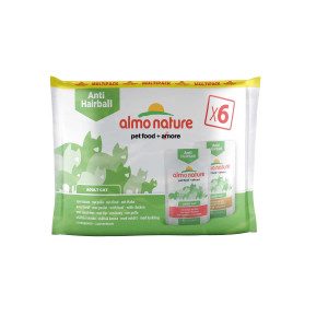 Almo Nature Anti Hairball Multipack Rund & Kip 6x70gr Per verpakking