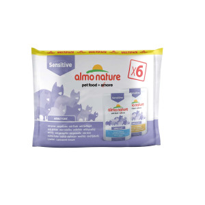 Afbeelding Almo Nature Sensitive Multipack Vis & Gevogelte 6x70gr Per verpakking door Brekz.nl