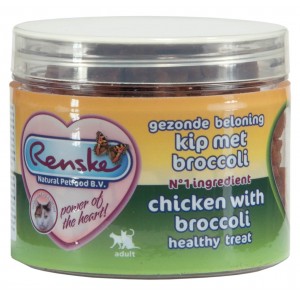 Afbeelding Renske Kat Gezonde beloning Hartjes - Kip met Broccoli 100 gram door Brekz.nl
