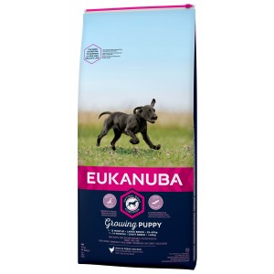 Afbeelding Eukanuba Growing Puppy Large Breed kip hondenvoer 15 kg door Brekz.nl