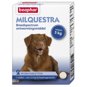 Afbeelding Beaphar Milquestra Ontwormingsmiddel hond (5-50 kg) 2 Tabletten door Brekz.nl