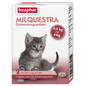 Afbeelding Beaphar Milquestra Ontwormingsmiddel kleine kat en kitten 2 Tabletten door Brekz.nl