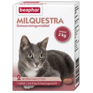 Afbeelding Beaphar Milquestra Ontwormingsmiddel kat 2 Tabletten door Brekz.nl