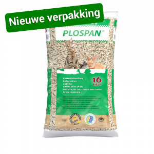 Afbeelding Plospan Houtkorrels Kattengrit - "Nieuwe verpakking" 16 liter door Brekz.nl