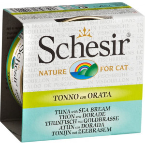Afbeelding Schesir bouillon tonijn / dorade kattenvoer 70 gr door Brekz.nl