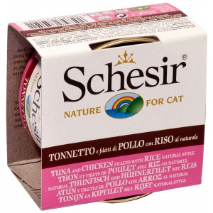 Afbeelding Schesir kat tonijn/kip/rijst kattenvoer 85 gr door Brekz.nl