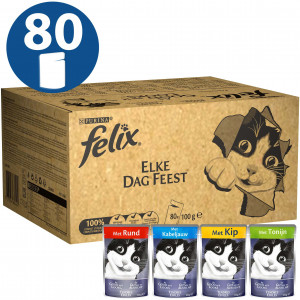 Afbeelding Felix Elke Dag Feest 80-pack - 80x100 gr Per doos (80 stuks) door Brekz.nl