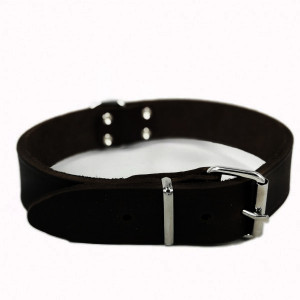 Leren Halsband Zwart 30 cm x 12 mm