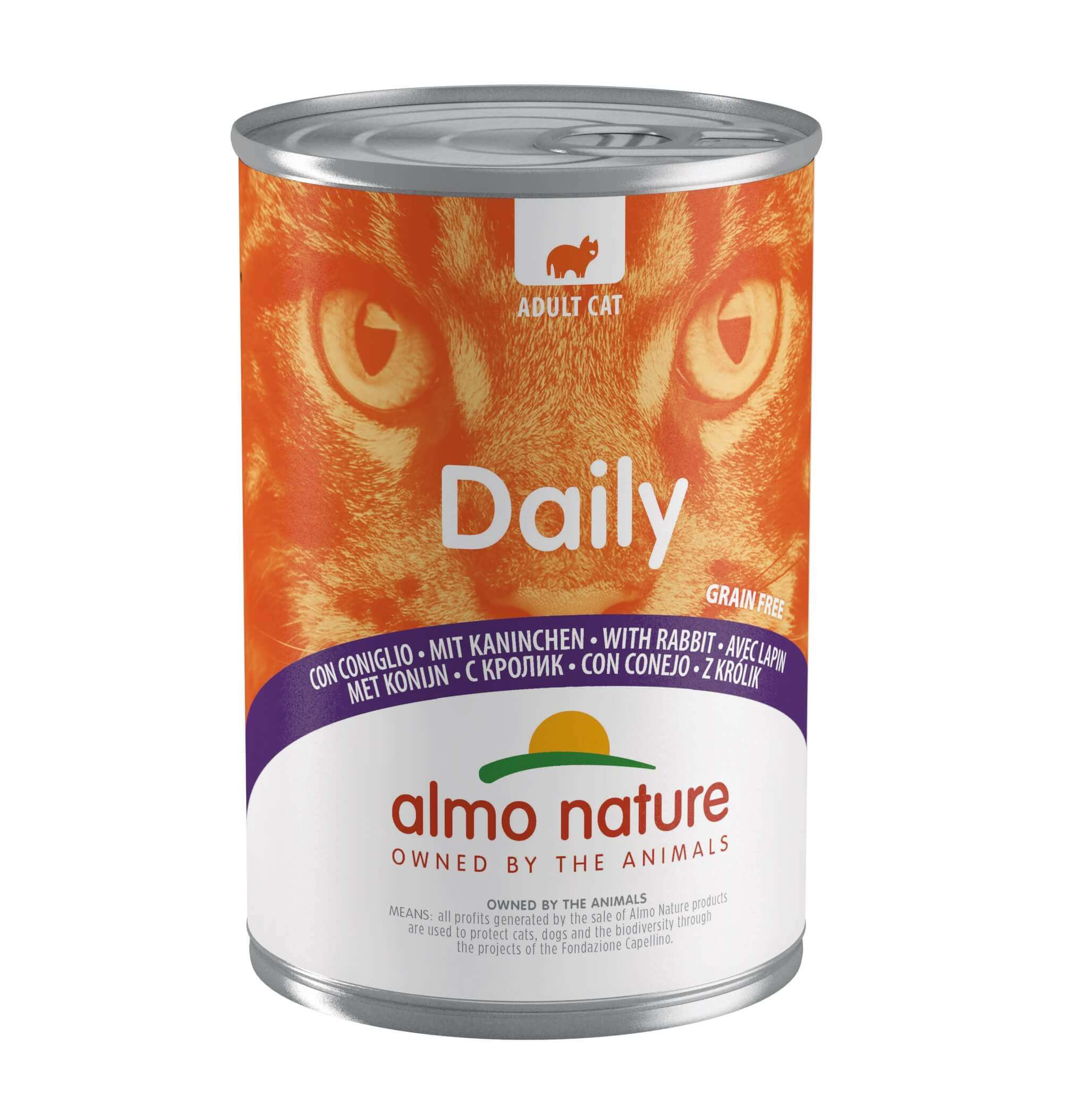 Afbeelding van 12x400 g Daily met konijn natvoer kat (400 g) Almo Nature