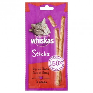 Afbeelding Whiskas Sticks 18 g - Kattensnack - Rund door Brekz.nl