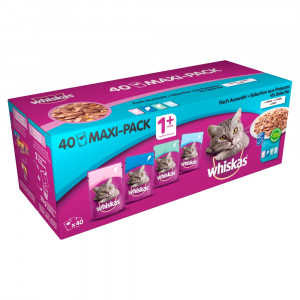 Afbeelding Whiskas 1+ Vis Selectie in Gelei pouches multipack 40 x 100g Per verpakking door Brekz.nl