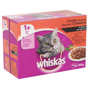 Afbeelding Whiskas 1+ Classic Selectie pouches multipack 12 x 100g Per verpakking door Brekz.nl