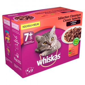 Afbeelding Whis multipack pouch senior vlees selectie in saus kattenvoer 12x100 gr door Brekz.nl