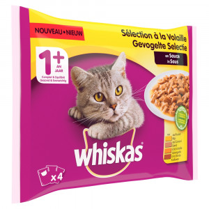 Whiskas 1+ Gevogelte in saus 4-pack 4 x 100g Per verpakking