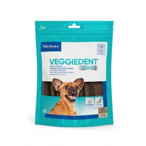 Afbeelding VeggieDent Chewstrips Dog <5kg 15x door Brekz.nl