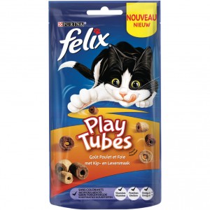 Afbeelding Felix Play Tubes Kip & Lever 50 gr kattensnoep Per stuk door Brekz.nl