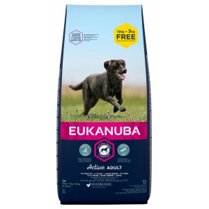 Afbeelding Eukanuba Active Adult Large Breed kip hondenvoer 15 + 3 kg door Brekz.nl
