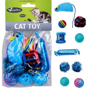 Afbeelding Kattenspeeltjes zak á 10 stuks Blauw door Brekz.nl