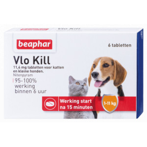 Afbeelding Beaphar Vlo Kill (tot 11 kg) kat en hond 6 Tabletten door Brekz.nl