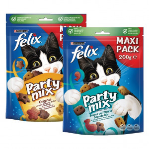 Felix Party Mix Original + Seaside kattensnoep (2x200g)