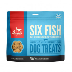 Afbeelding Orijen Six Fish Dog hondensnacks 42.5 gram door Brekz.nl