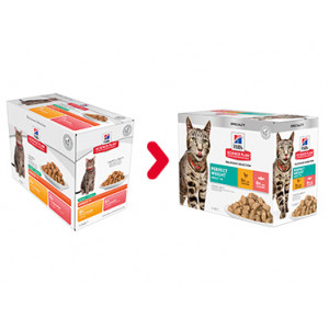 Afbeelding Hill's Adult Perfect Weight Pouch 85 gr kattenvoer 12 zakjes door Brekz.nl