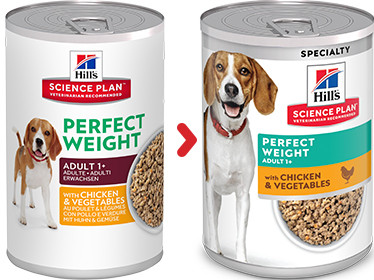 Hill's Adult Perfect Weight kip groenten nat hondenvoer (blik 363gr)