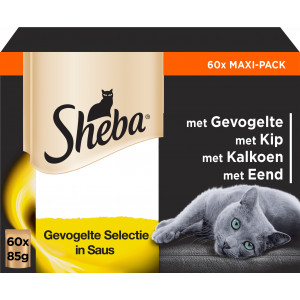 Afbeelding Sheba Pouch 85 gr in saus Gevogelte 60 pack 60 x 85 gr door Brekz.nl