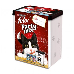 Felix Festive Season Bewaarblik + 5x Party Mix kattensnoep Per verpakking