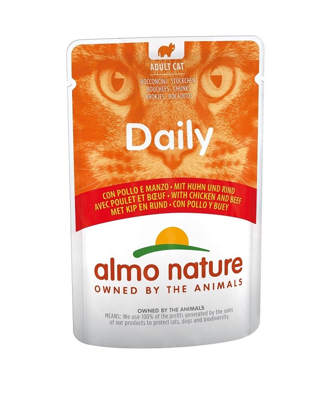 Afbeelding van 60x70 g Daily met kip en rund natvoer kat (70 g) Almo Nature