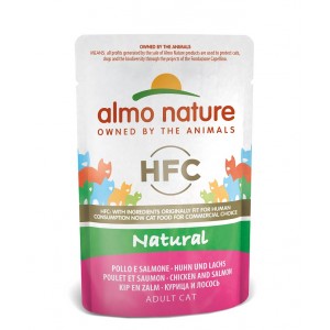 Afbeelding Almo Nature HFC Natural Kip met Zalm (55 gram) 48 x 55 gr door Brekz.nl