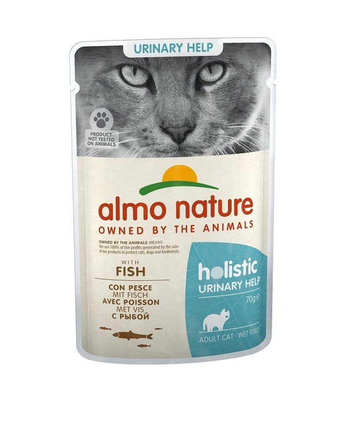 Afbeelding van 60x70 g Urinary Help met vis natvoer kat (70 g) Almo Nature