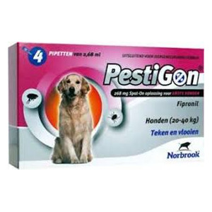 Pestigon Spot-On voor honden van 20 tot 40 kg 3 x 4 pipetten