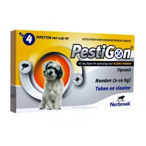 Pestigon Spot-On voor honden van 2 tot 10 kg 3 x 4 pipetten