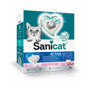 Afbeelding Sanicat Active White Lotus Flower kattengrit 10 liter door Brekz.nl