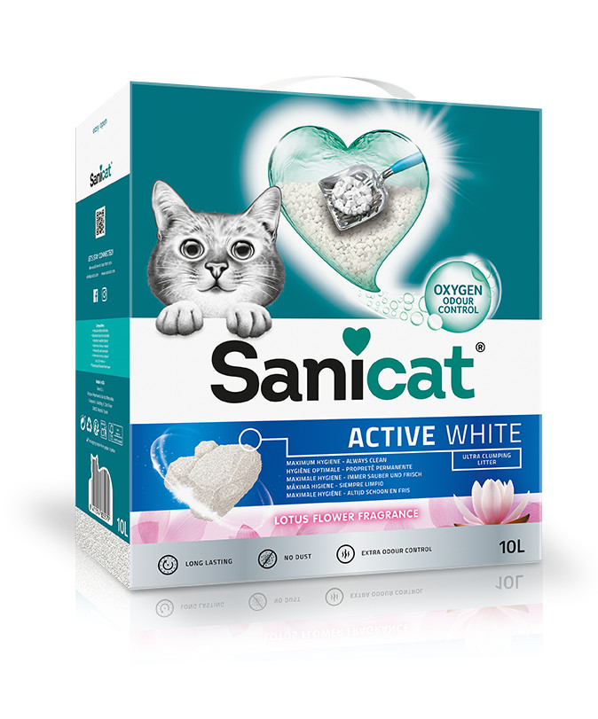 Afbeelding Sanicat Active White Lotus Flower kattengrit 10 liter door Brekz.nl