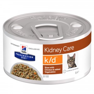 Hill's Prescription Diet K/d Stoofpotje kip & groenten kattenvoer 82g 1 tray (24 blikken)