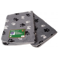 Vetbed grijs met pootprint voor honden 2 x L