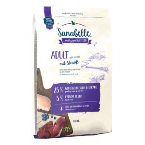 Sanabelle Adult kattenvoer met struisvogel 10 kg + 2 kg gratis