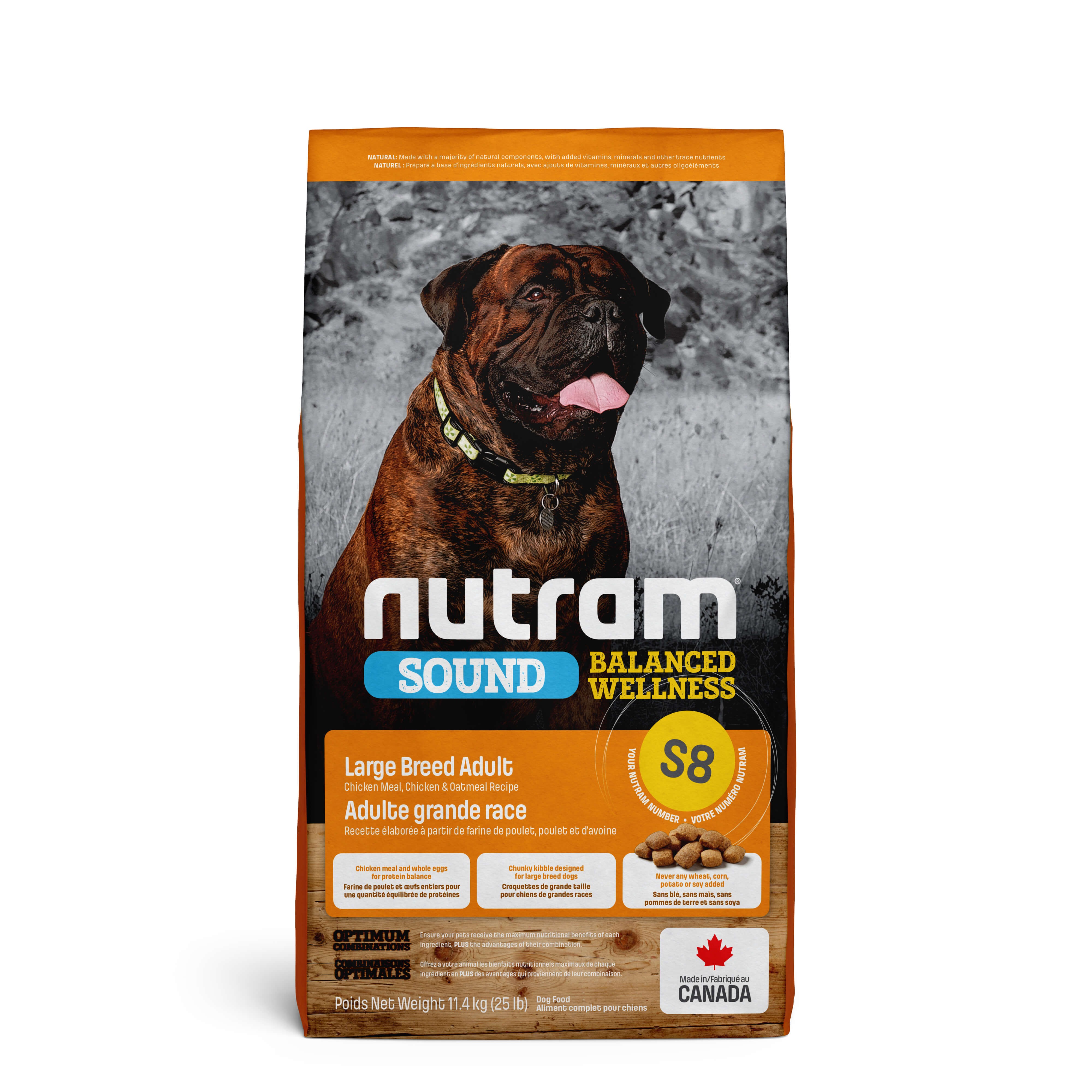 Nutram Sound Balanced Wellness Adult Large Breed S8 hond