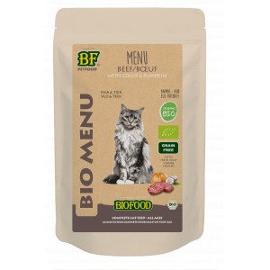 Biofood Organic Rund menu natvoer kat (zakjes 150 gr) 20 x 100 gr