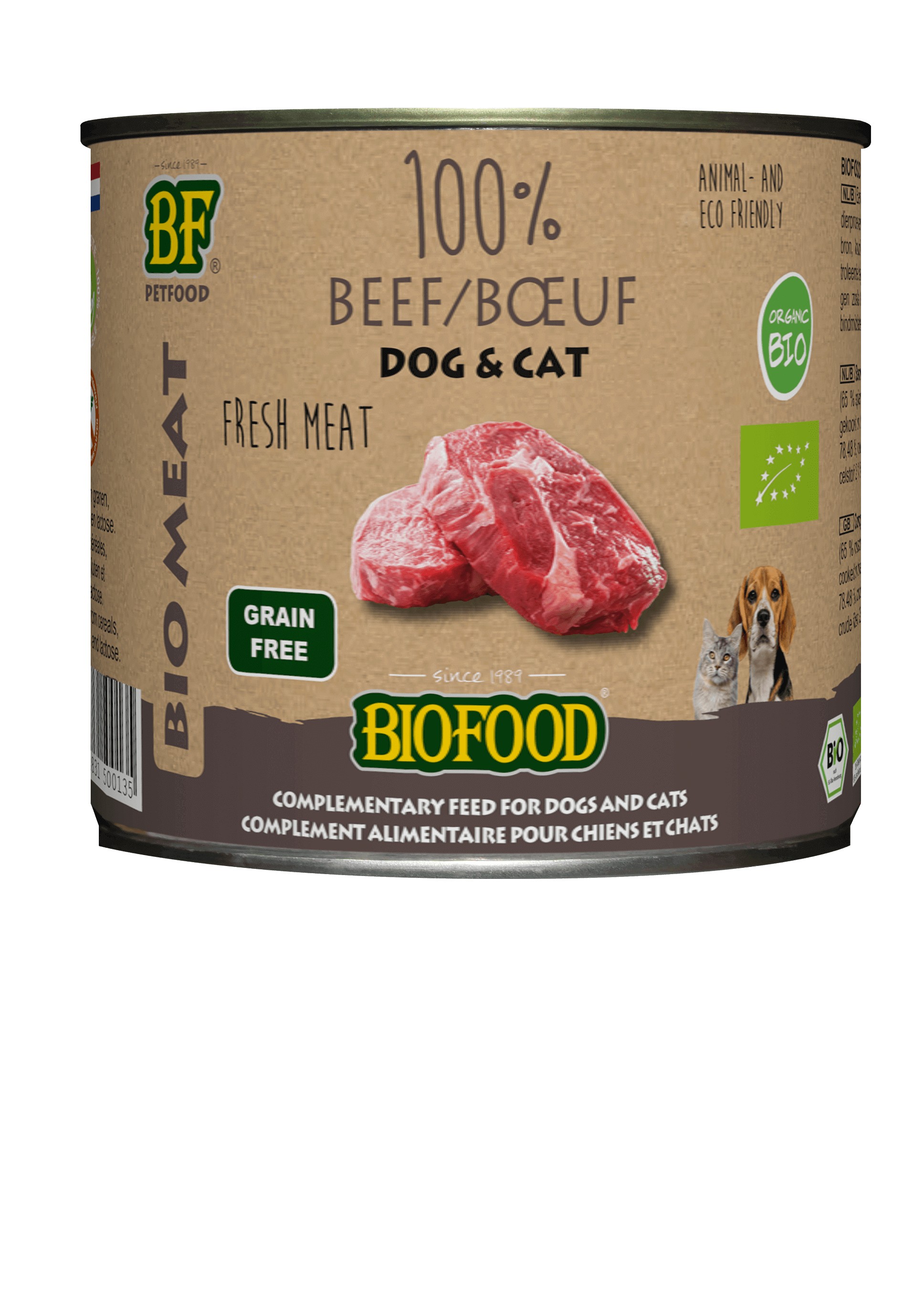 Afbeelding van 24x 200 g BF Petfood Biofood Organic 100% rundvlees natvoer hond & kat (blik 200 g)