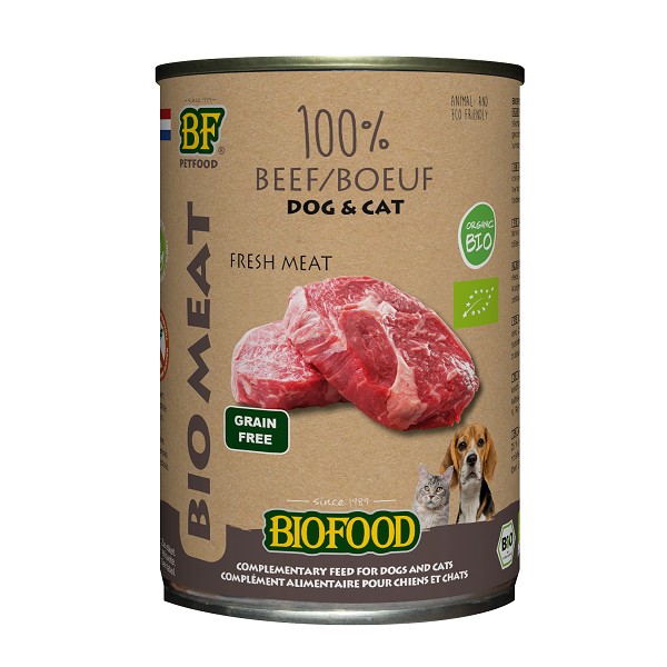 Biofood BF Petfood Biofood Organic 100% rundvlees natvoer hond & kat (400 g) 24 x 400 g