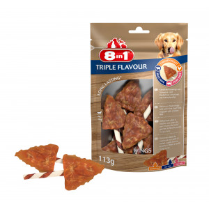 Afbeelding 8in1 Delights Wings Triple Flavour - Hondensnacks - Kip Varken Rund 6 stuks door Brekz.nl