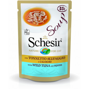 Afbeelding Schesir Pouch Cat Soup - Kattenvoer - Kip Inktvis 85 g door Brekz.nl