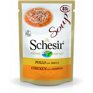 Afbeelding Schesir Pouch Cat Soup - Kattenvoer - Kip Pompoen 85 g door Brekz.nl