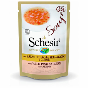 Afbeelding Schesir Pouch Cat Soup - Kattenvoer - Rode Zalm Wortel 85 g door Brekz.nl