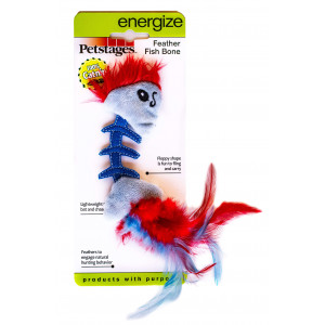 Afbeelding Petstages Feather Fish Bone voor de kat Per stuk door Brekz.nl