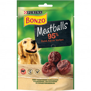 Afbeelding Bonzo Meatballs - Hondensnacks - Rund 70 g door Brekz.nl